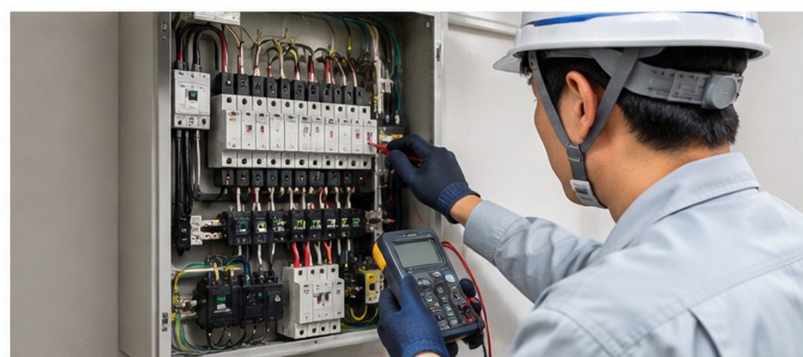 分電盤を点検している様子
